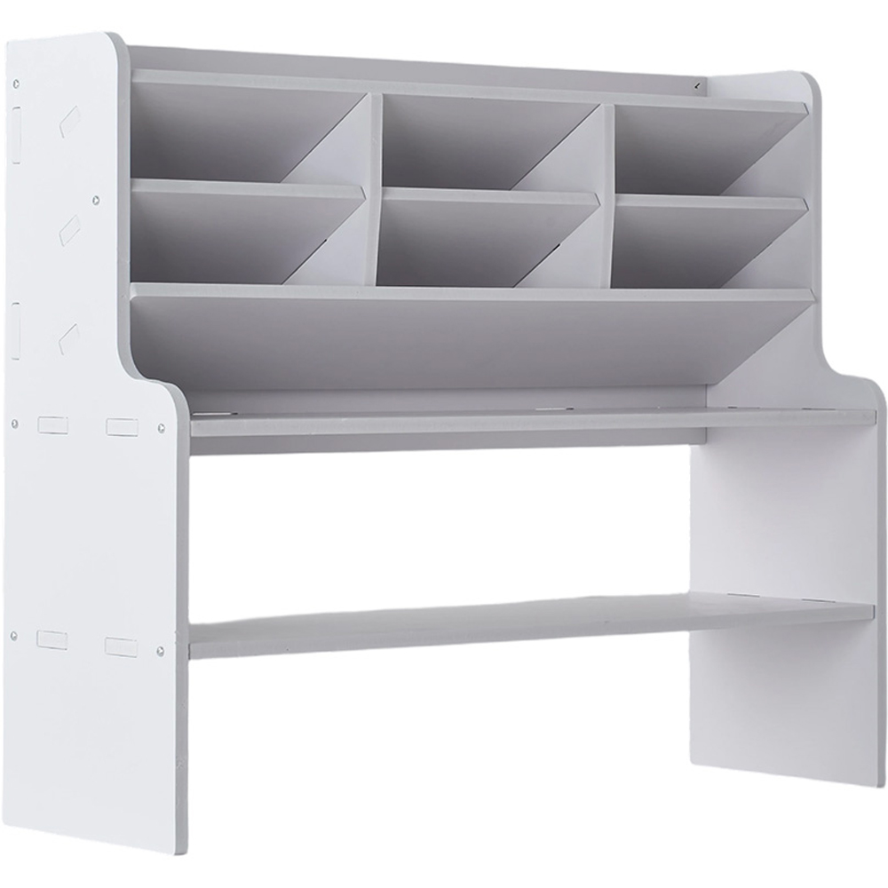 Living and Home 2 Shelf White Desktop Storage Shelf with Raised Base and Angled Compartments Image 2
