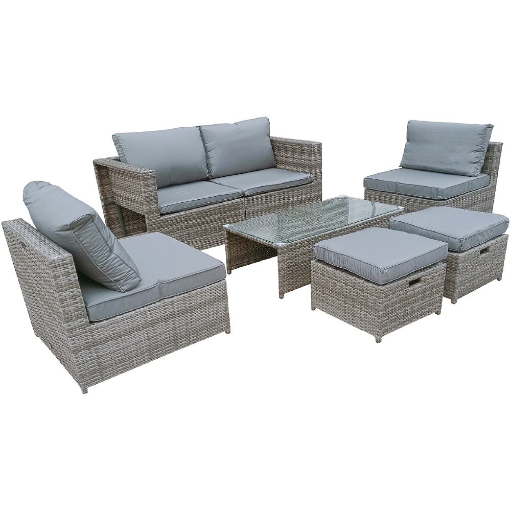 Furniture One 6 Seater Grey Rattan Garden Dining Set with Cushion Image 4