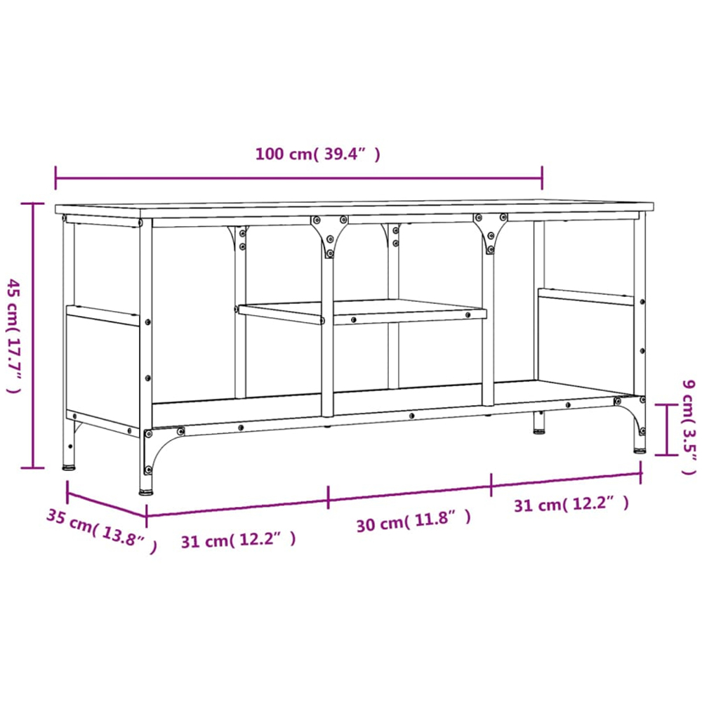 vidaXL 2 Shelf Grey Sonoma TV Cabinet Image 9