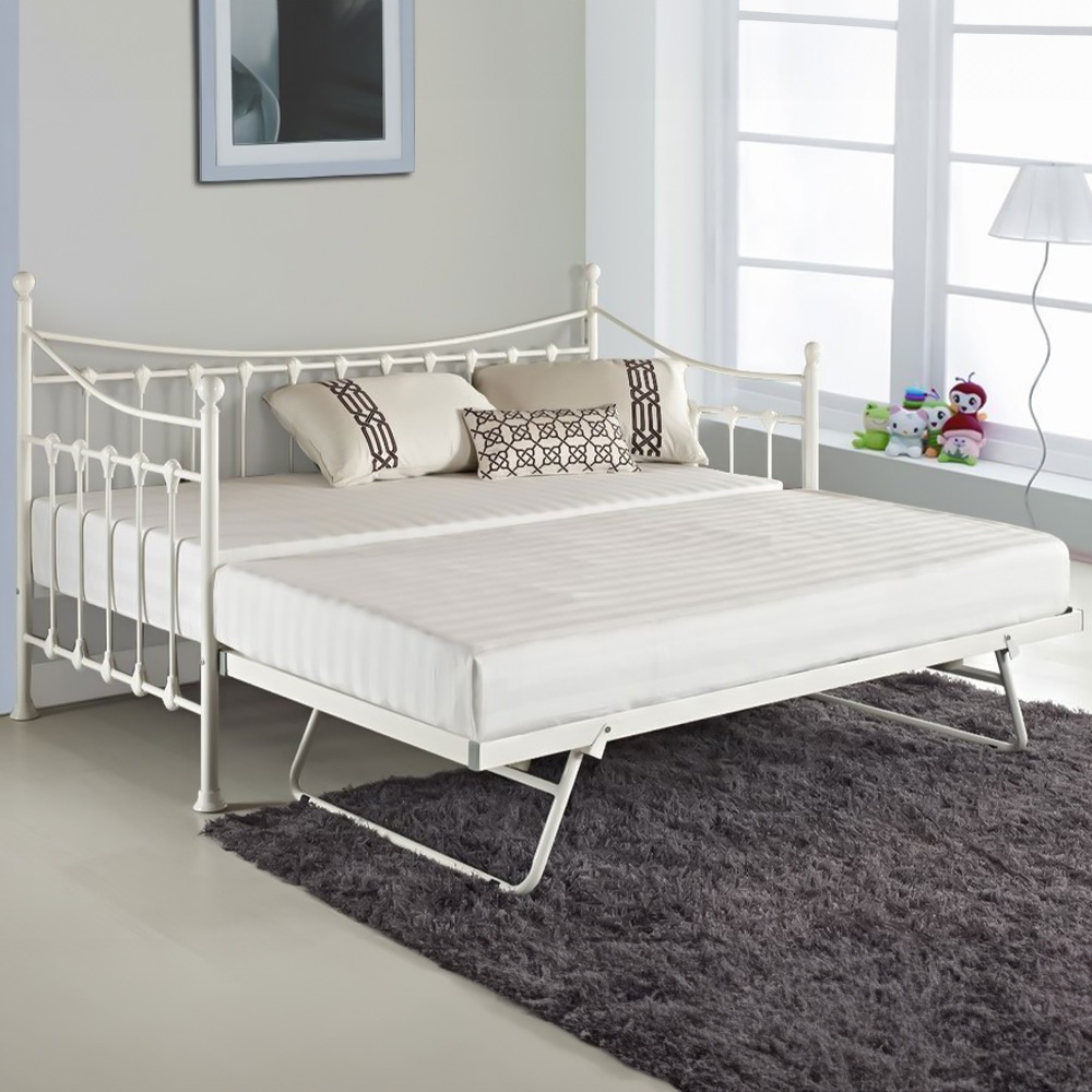 Portland Single White Metal Day Bed with Mattress Image 2