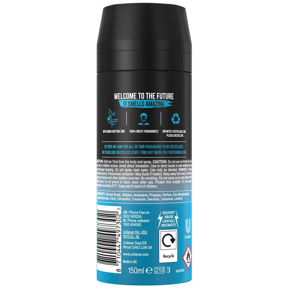 Lynx Ice Chill Iced Mint and Lemon 48H Protection Deodorant Body Spray 150ml 12 Pack Image 3