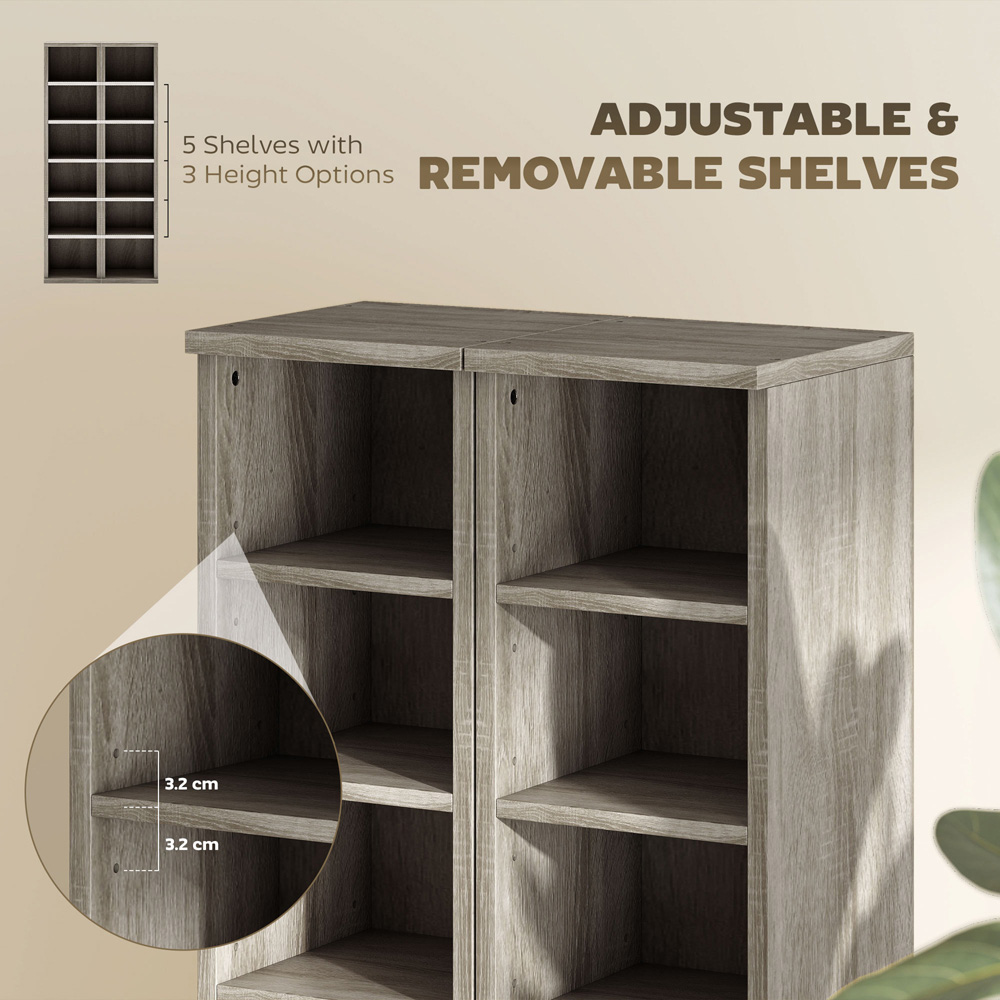 Portland 6 Shelf Distressed Grey Adjustable CD Storage Unit Set of 2 Image 5
