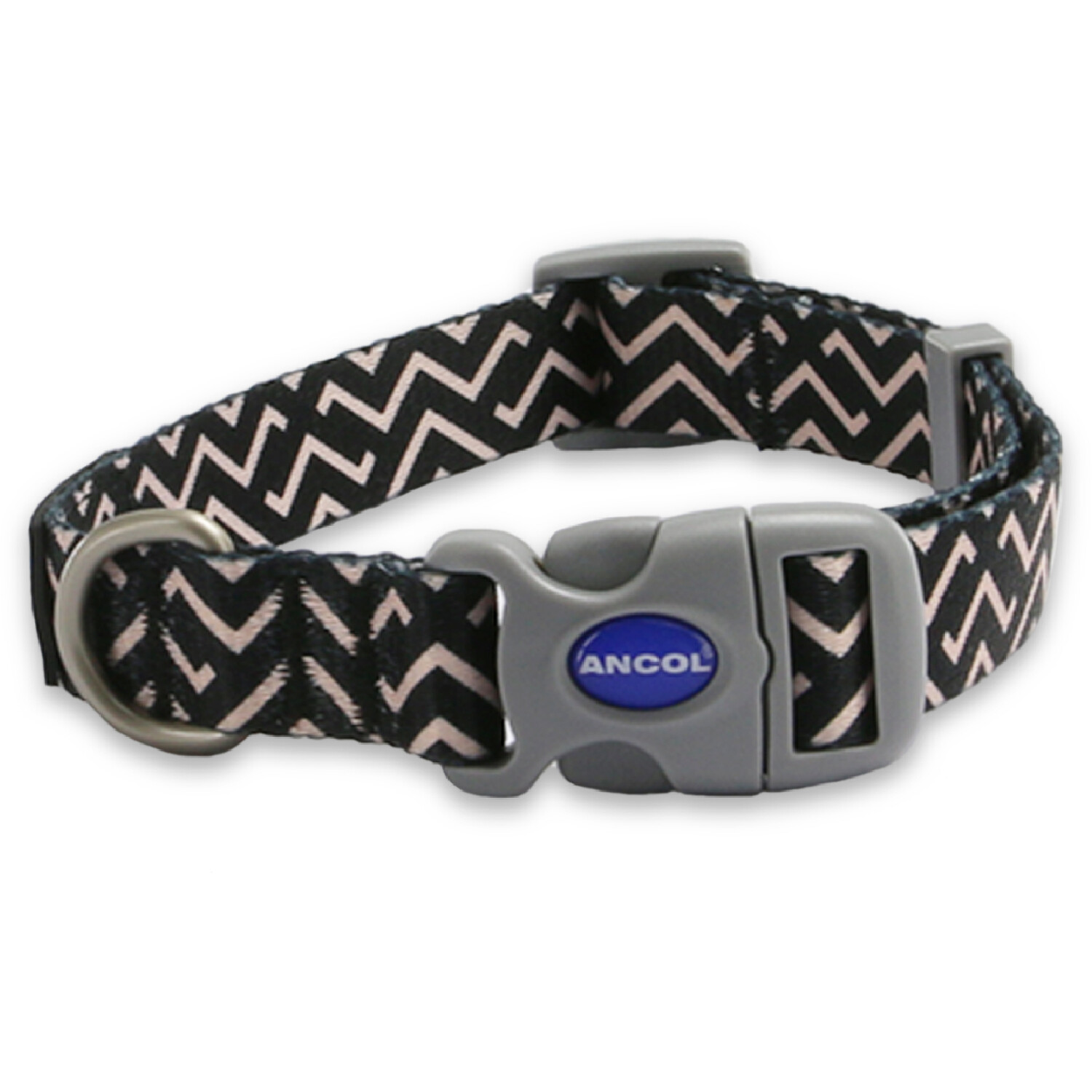 Zigzag Patterned Dog Collar - Black / 30 - 50cm Neck Image