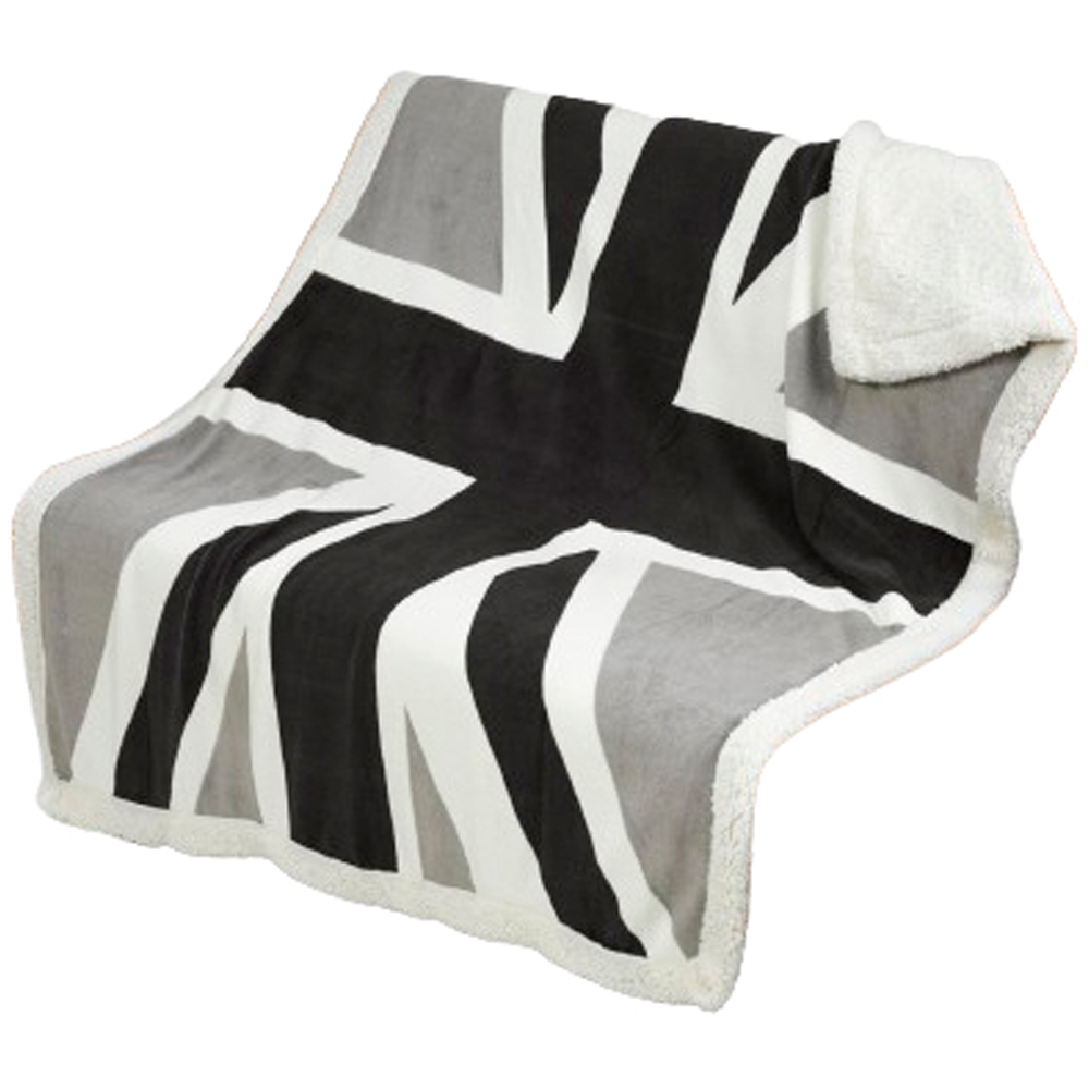 Rapport Home Black Union Jack Sherpa Fleece Reverse Throw 130 x 160cm Image 1