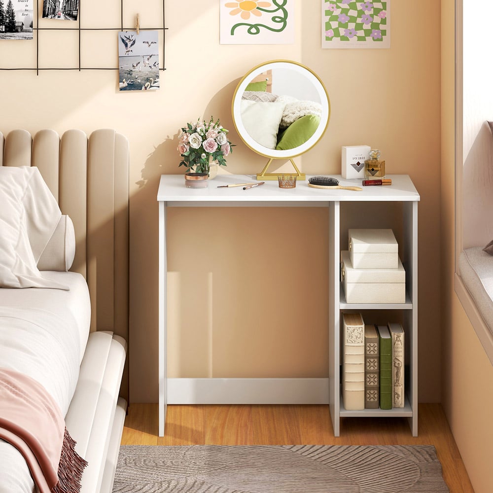 Costway 2 Shelf Small Computer Desk White Image 4