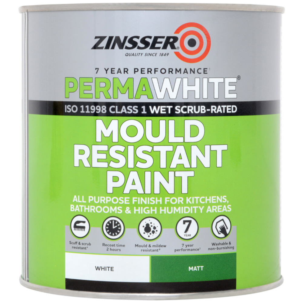 Zinsser Permawhite Matt White Interior Paint 1L Image 2