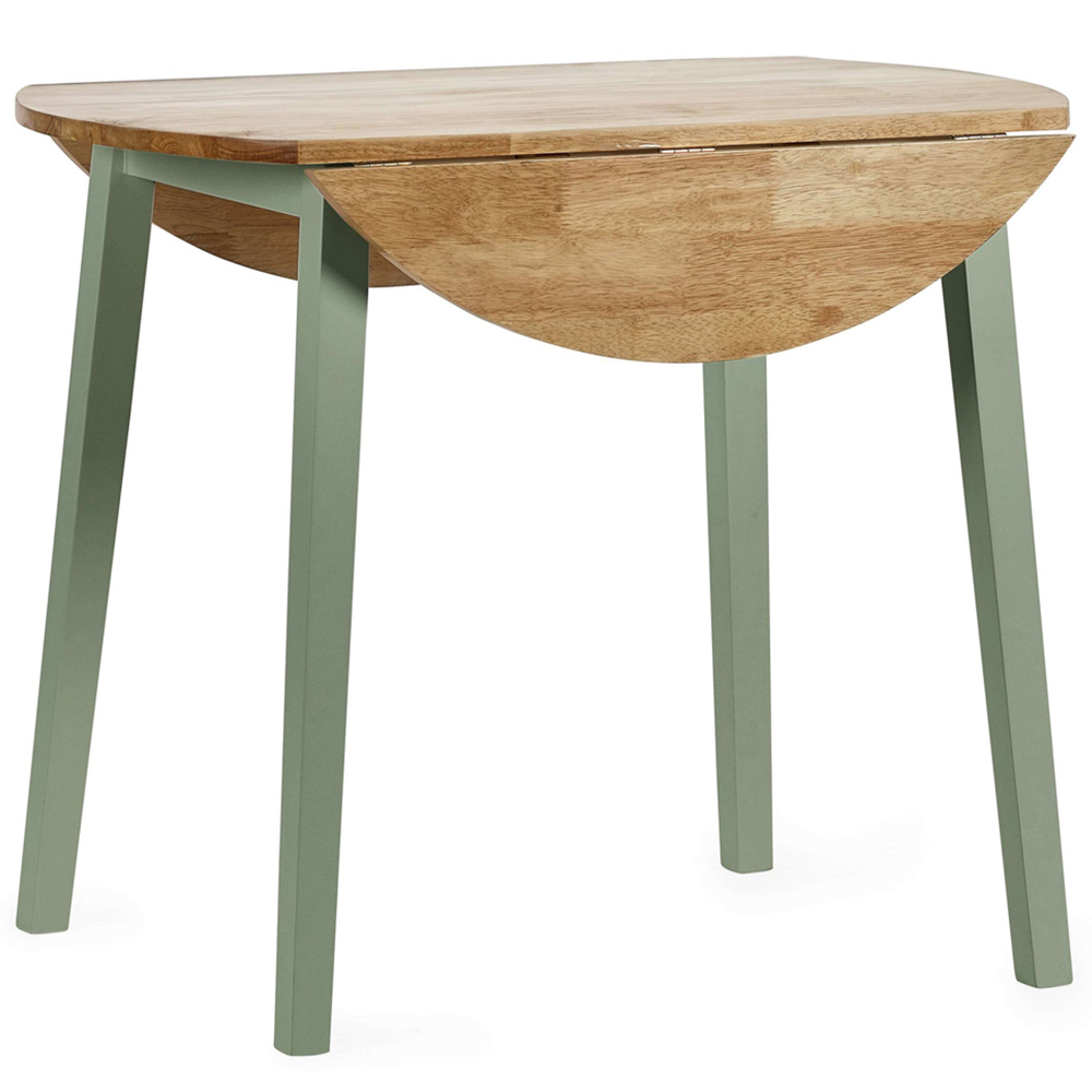 Julian Bowen Linwood 2 Seater 55-90cm Sage Green and Natural Round Drop Leaf Extendable Dining Table Image 3