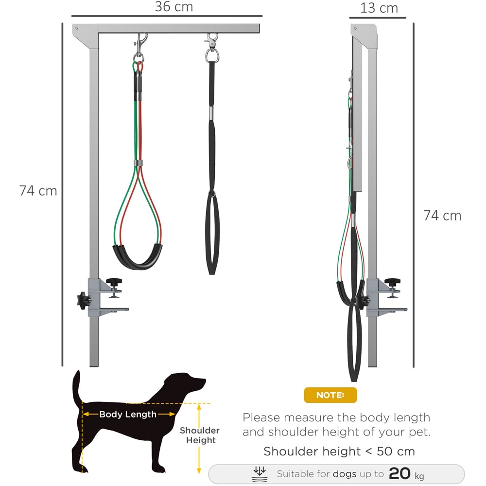 PawHut Adjustable Pet Grooming Arm with Clamp Image 7