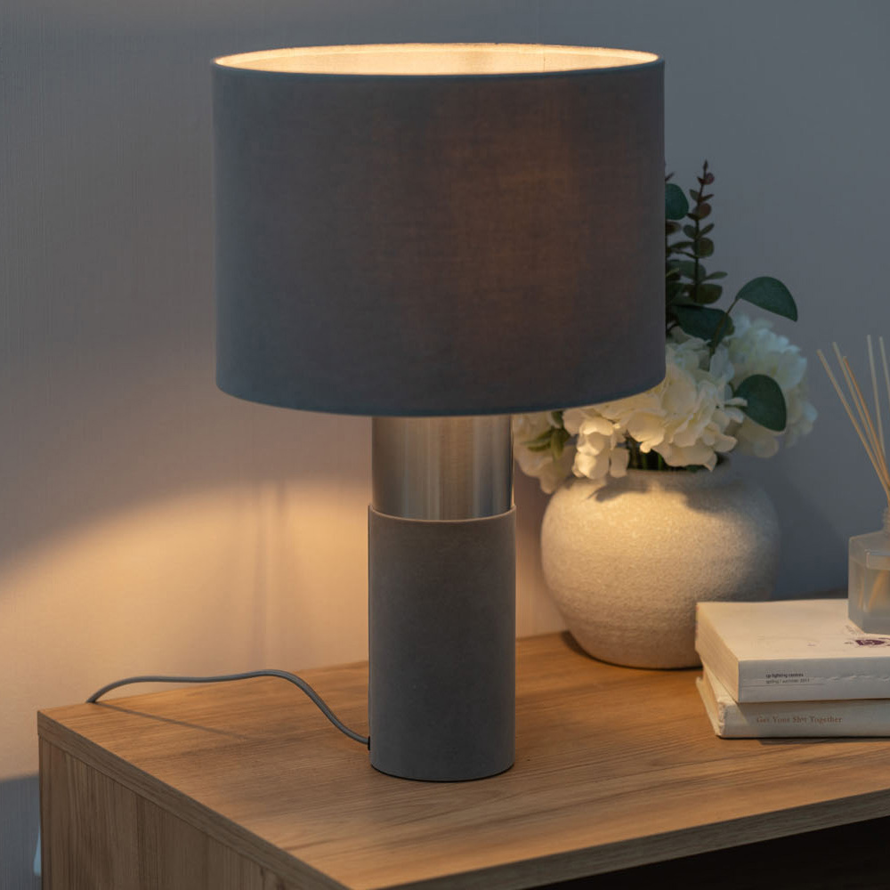 ValueLights Alexa Grey Velvet LED Table Lamp Image 3