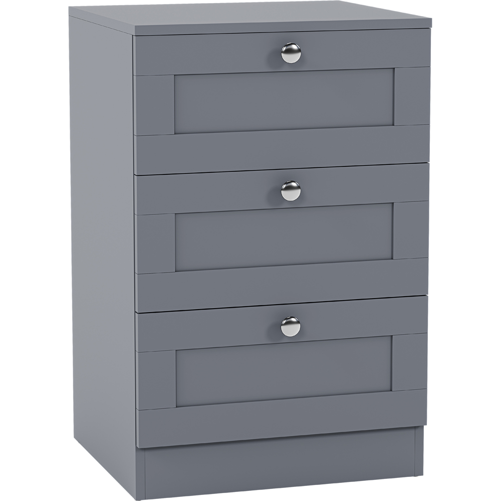 VIDA DESIGNS Altino 3 Drawer Grey Shaker-Style Bedside Chest Image 2