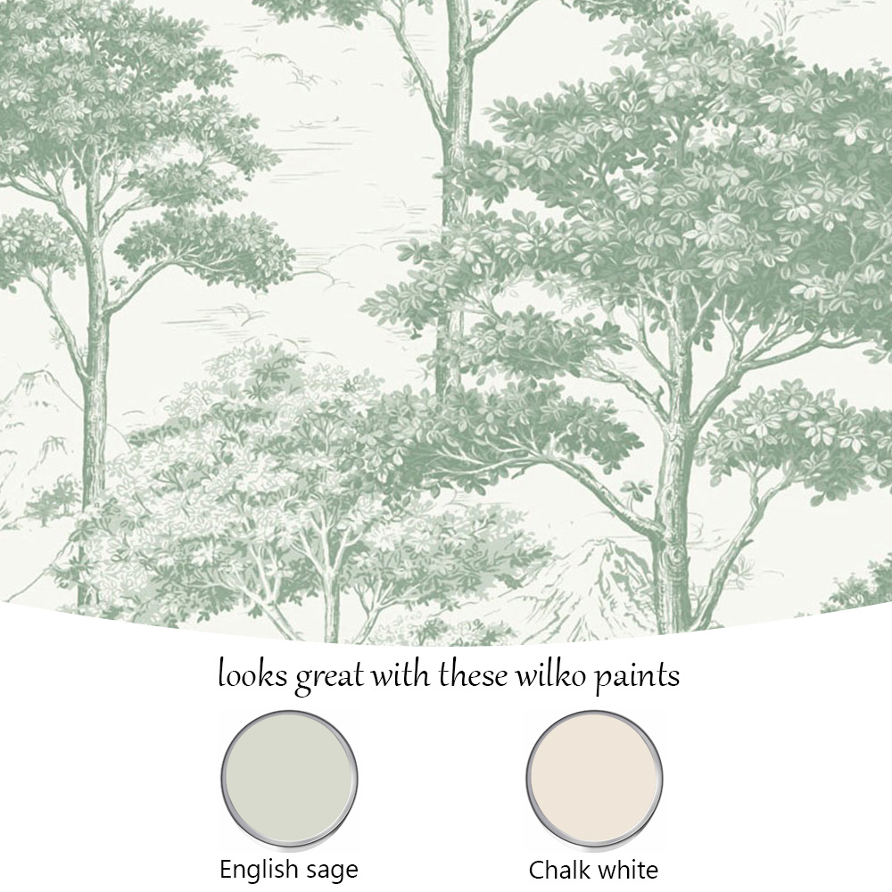 Grandeco Etched Tree Toile Sage Green Textured Wallpaper Image 4