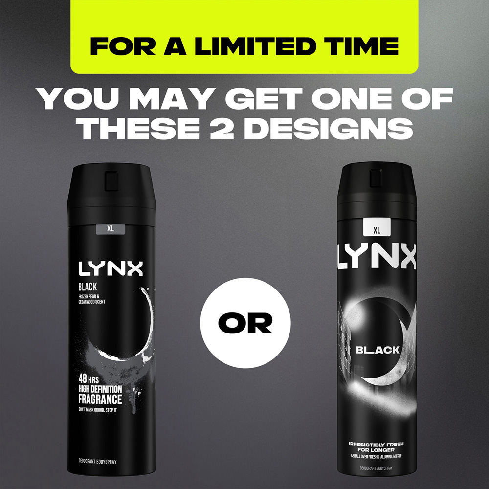Lynx Black Frozen Pear and Cedarwood 48H Protection Deodorant Body Spray 200ml 18 Pack Image 4