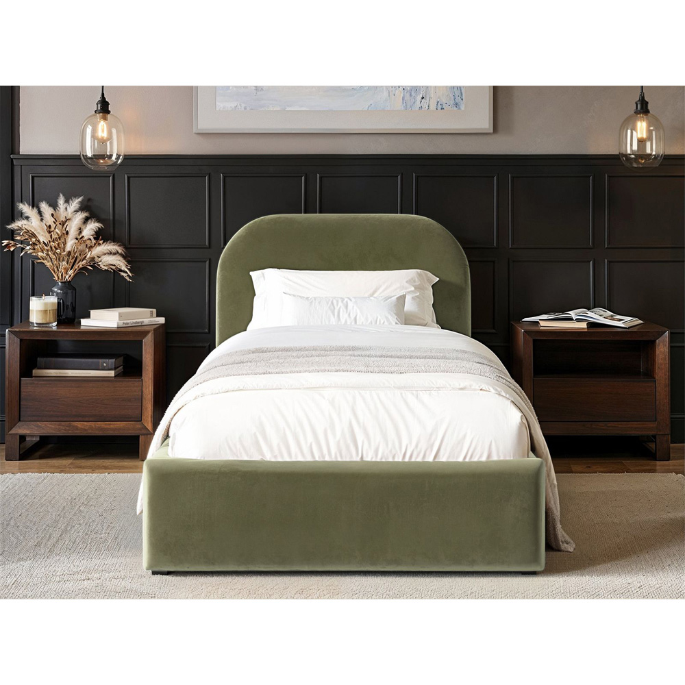 Flair Alba Single Khaki Velvet Ottoman Bed Image 5