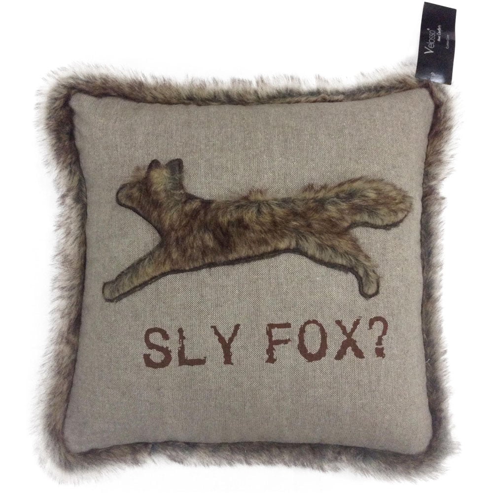 Velosso Fur Trim Sly Fox Filled Cushion 43 x 43cm 2 Pack Image 1