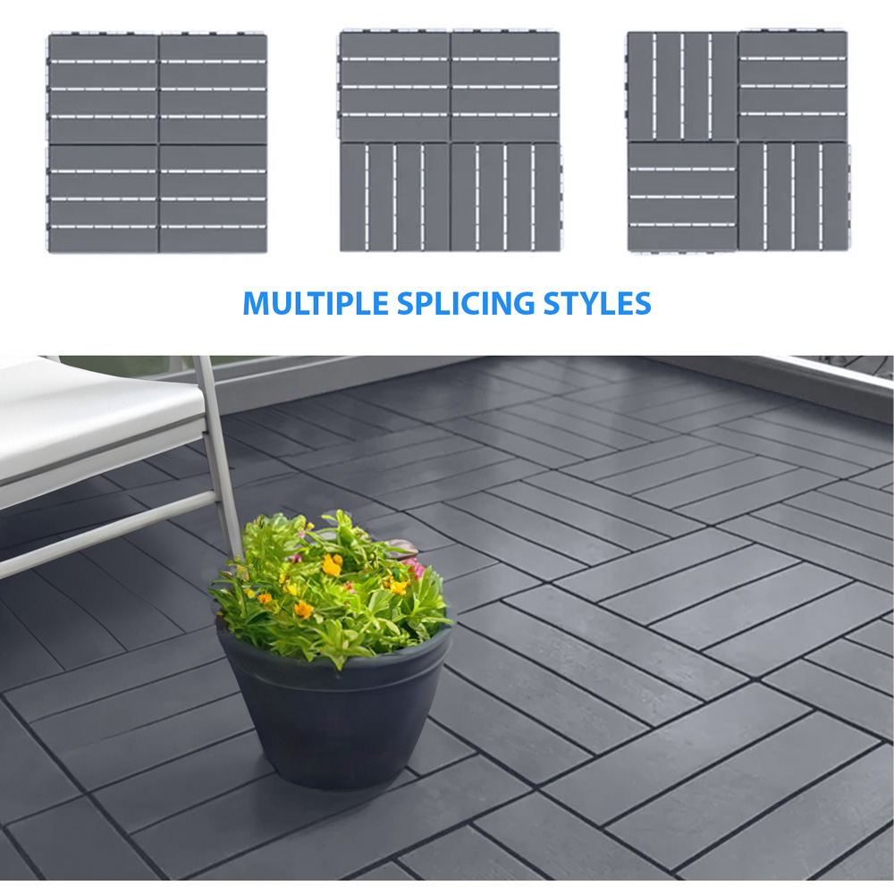 Oseasons Polydeck Grey Woodgrain Effect Decking Tiles 30 x 30cm 12 Pack Image 5