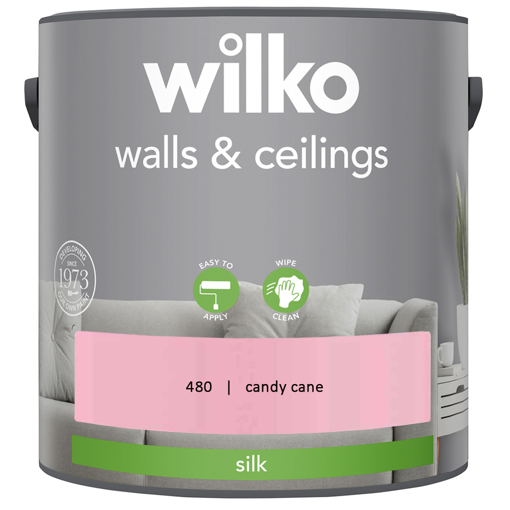 Wilko Walls & Ceilings Candy Cane Silk Emulsion Paint 2.5L Image 2