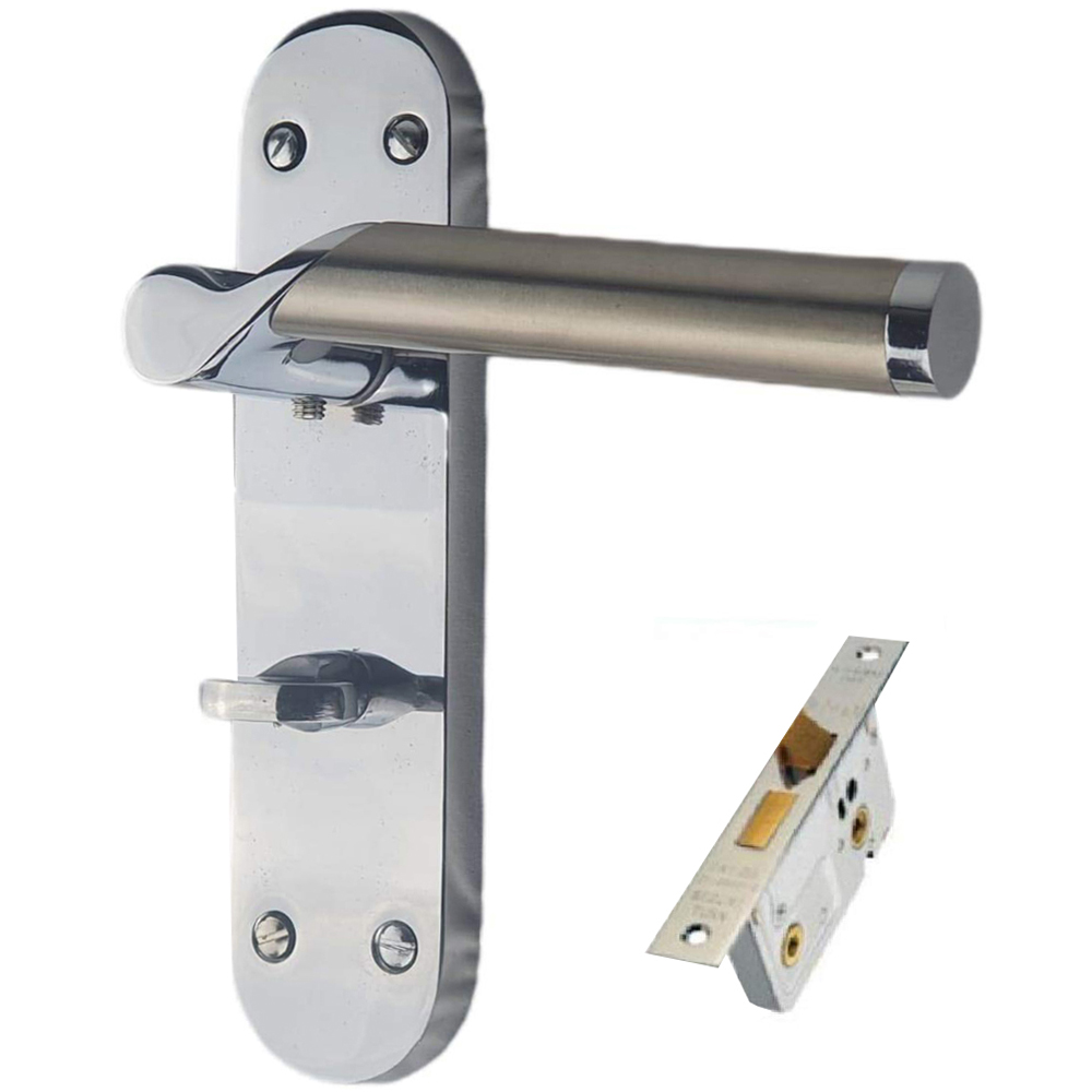Golden Grace Duo Chrome Titan Bathroom Door Handle Set 182 x 45mm Image