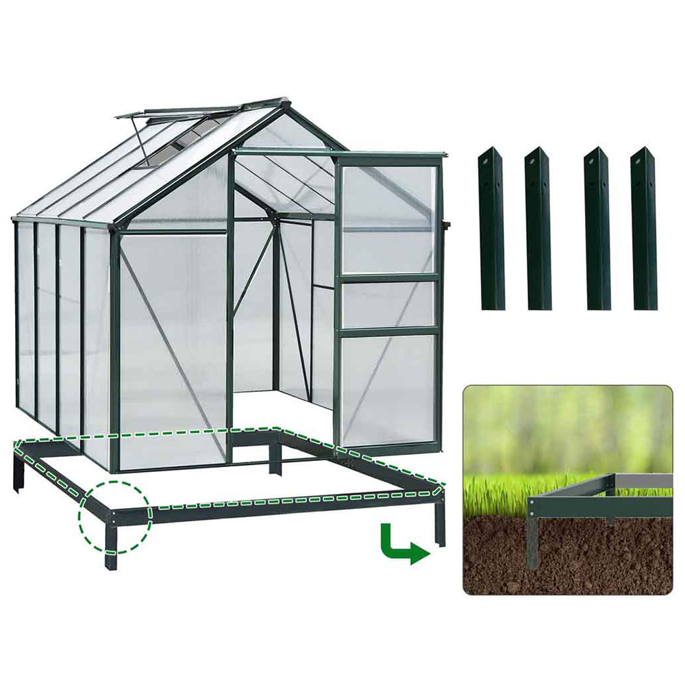 Outsunny Green Polycarbonate 6 x 10ft Greenhouse Image 5