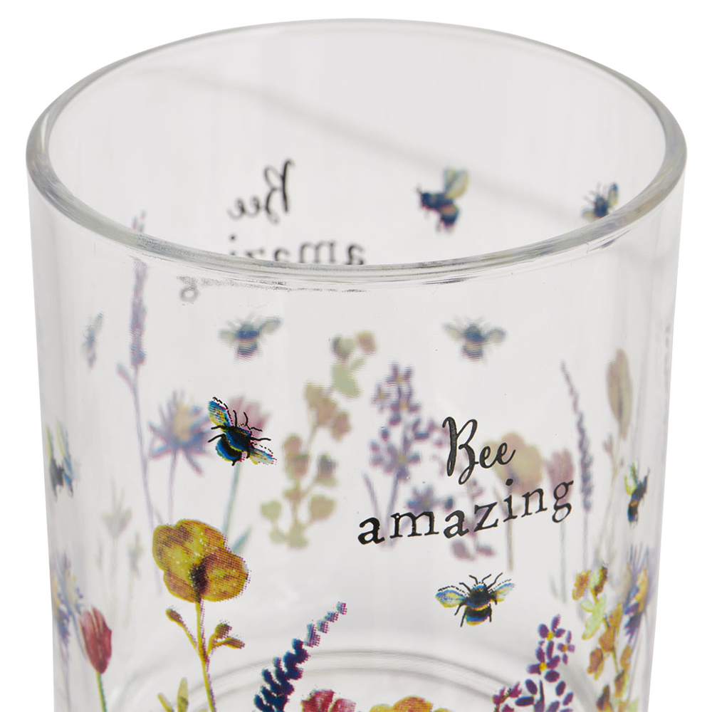 Wilko Bumble Bee Floral Glass Tumbler 4 Pack Image 4