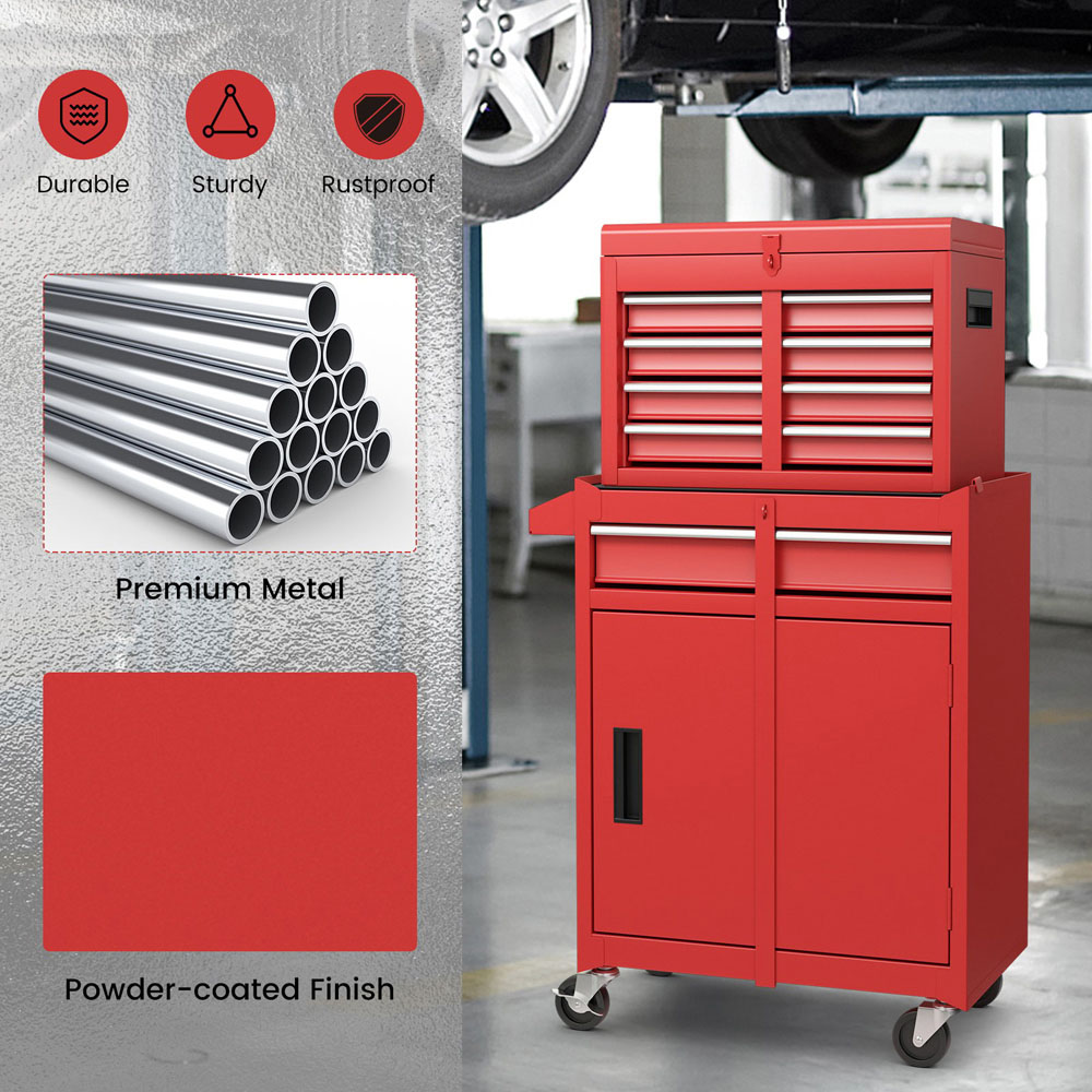 Costway 5 Drawer Red High Capacity Tool Storage Cabinet Image 8