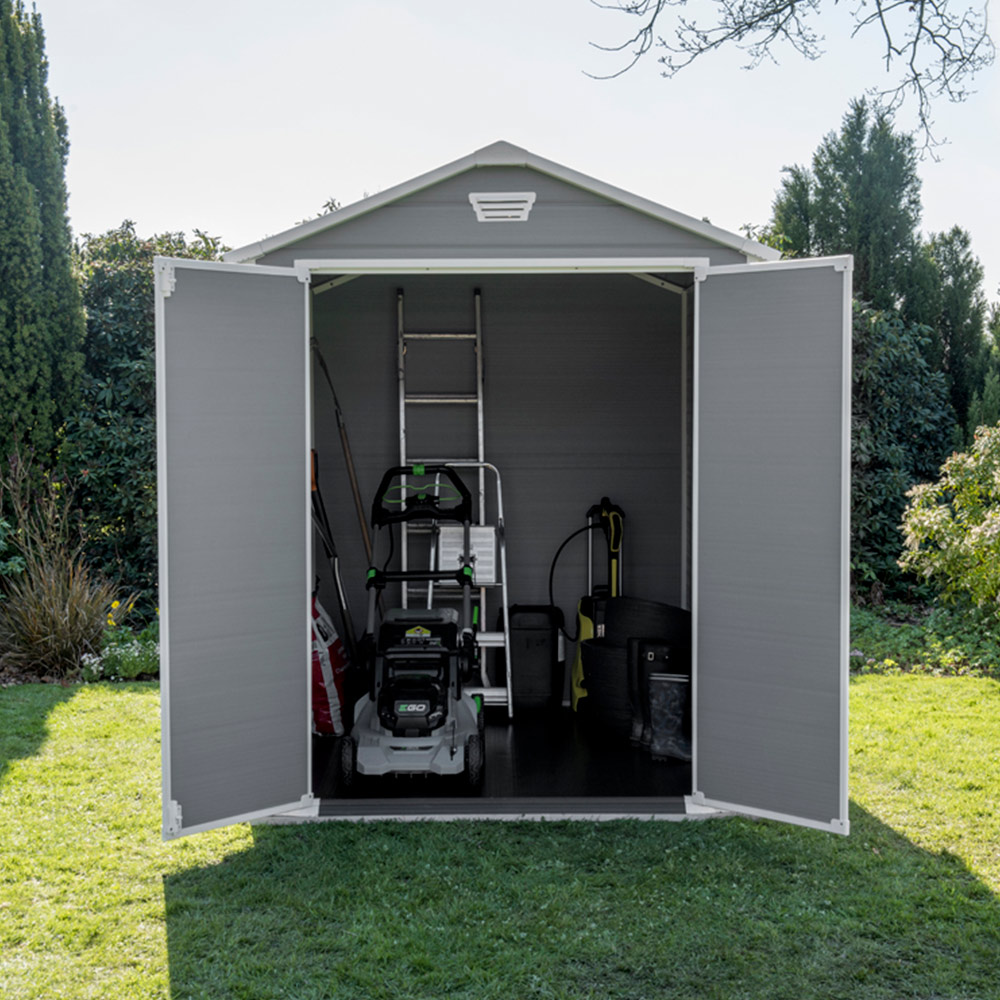 Keter Manor 6 x 8ft Grey Outdoor Resin Garden Storage Shed Image 9