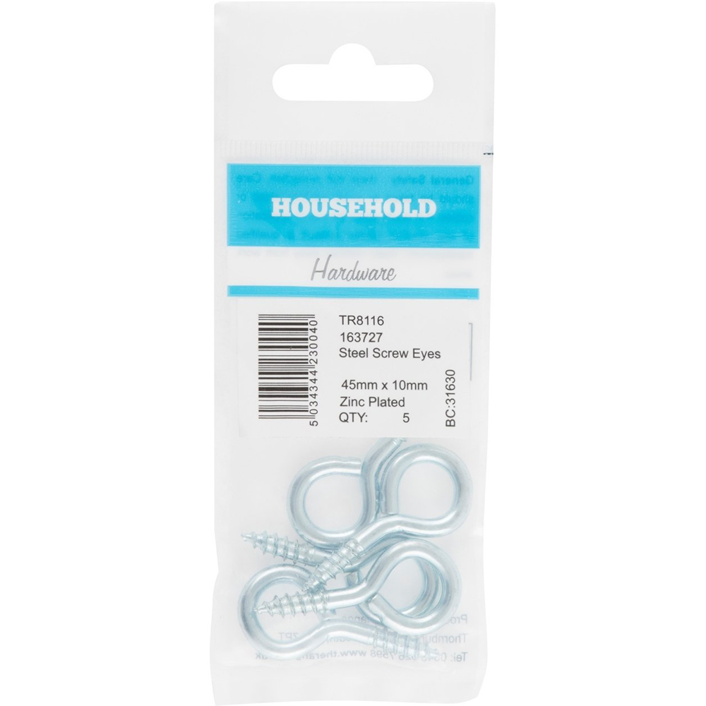 Hiatt 45 x 10mm Zinc Plated Screw Eyes Image 1