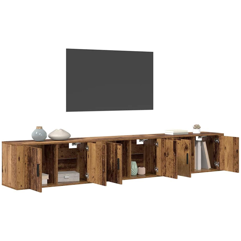 vidaXL 2 Door Old Wood Wall Mounted TV Unit Set of 3 Image 3