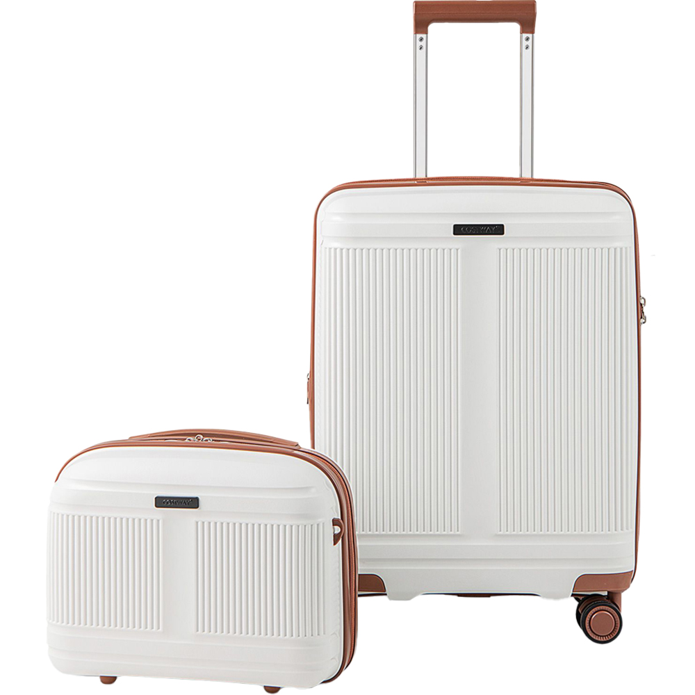 Costway Set of 2 White Cosmetic Case Luggage Set Image 1