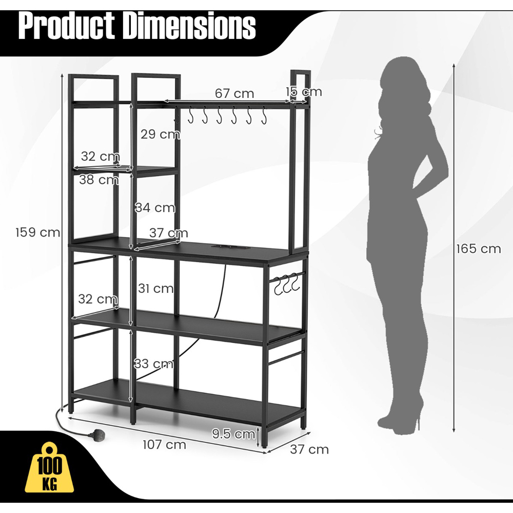 Costway Black 5 Tier Bakers Rack Image 8