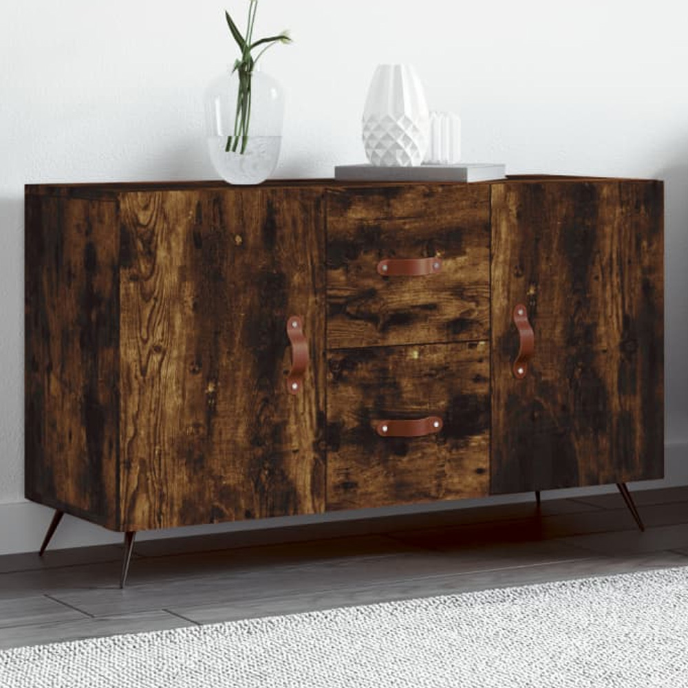 vidaXL 2 Door 2 Drawer Smoked Oak Sideboard Image 1