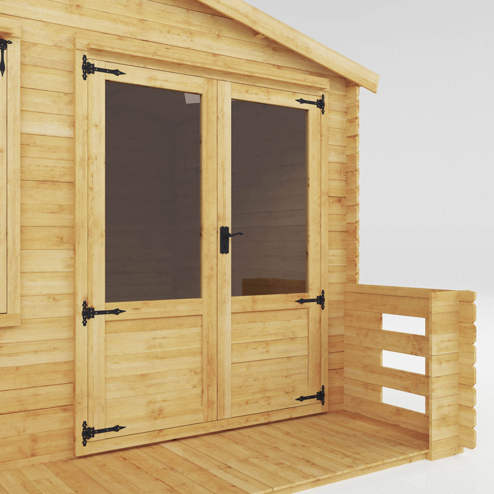 Mercia 10.8 x 11.1ft Double Door Wooden Apex Log Cabin with Veranda Image 3