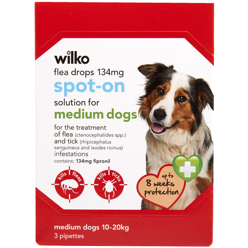 Wilko 134mg Spot On Flea Treatment for Medium Dogs 3 Pack Image