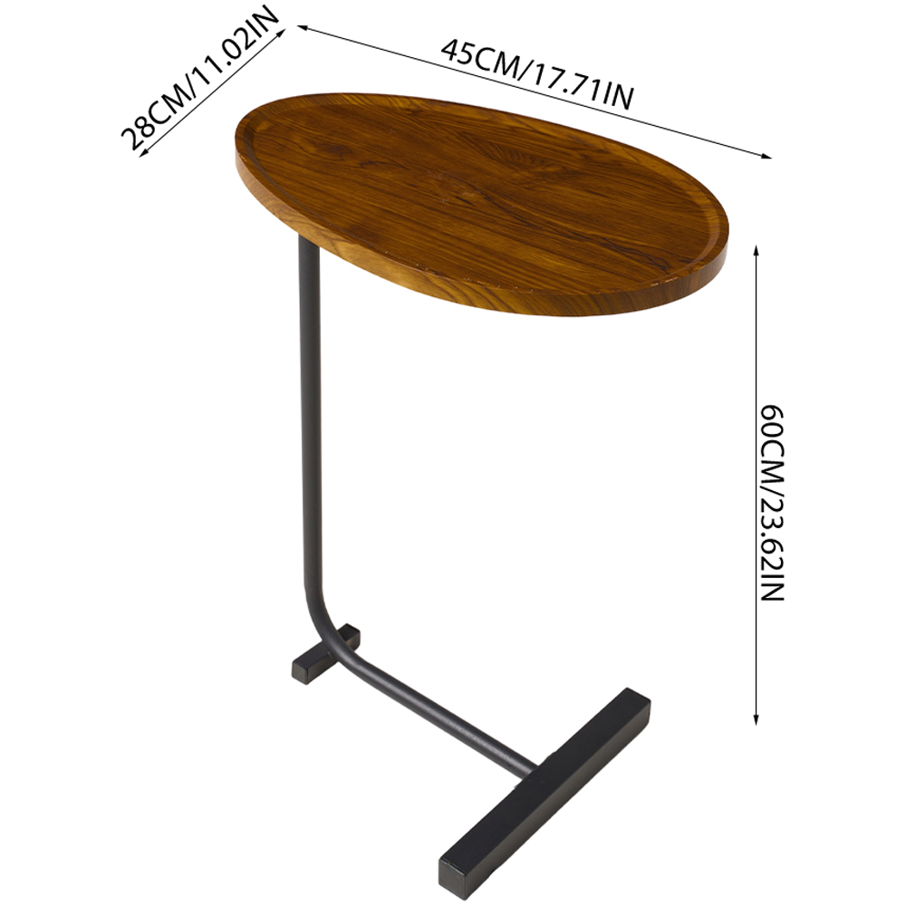 Living and Home Black and Dark Walnut C-Shape Side Table Image 8