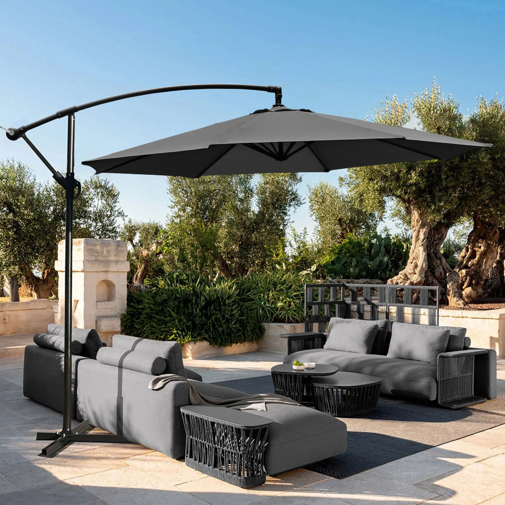 Living and Home Black Cantilever Parasol with Cross Base 3m Image 6