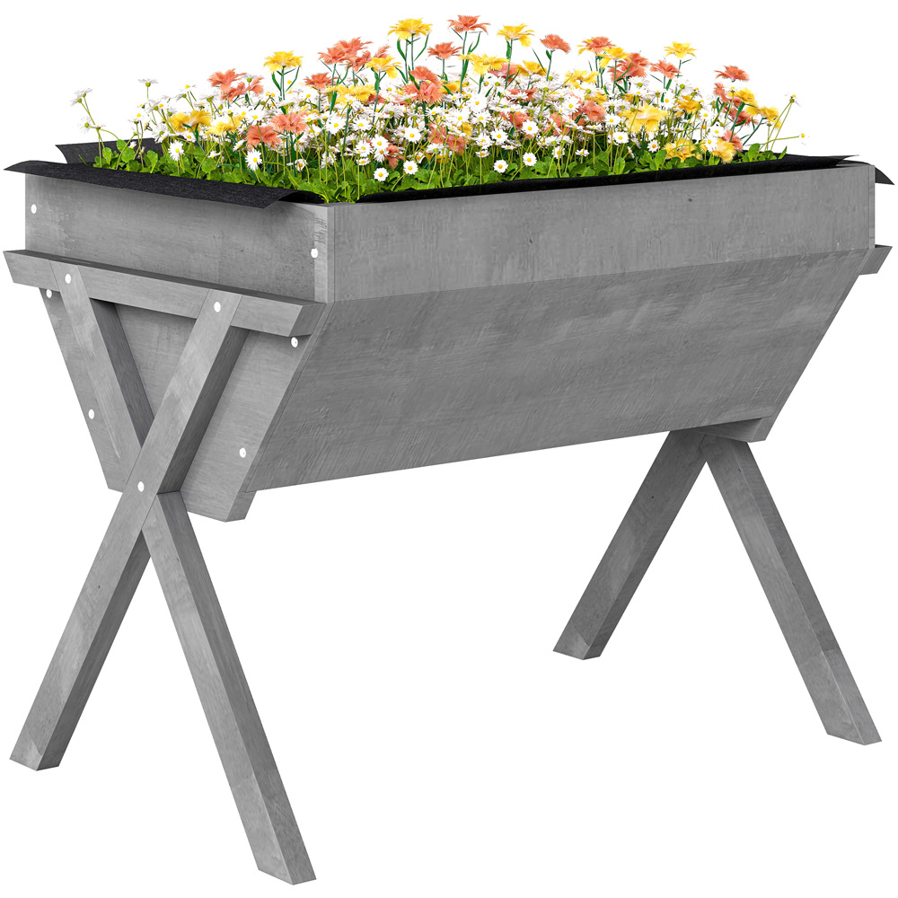 Outsunny Light Grey Wooden Planter Raised Bed 91 x 67.6 x 29cm Image 1