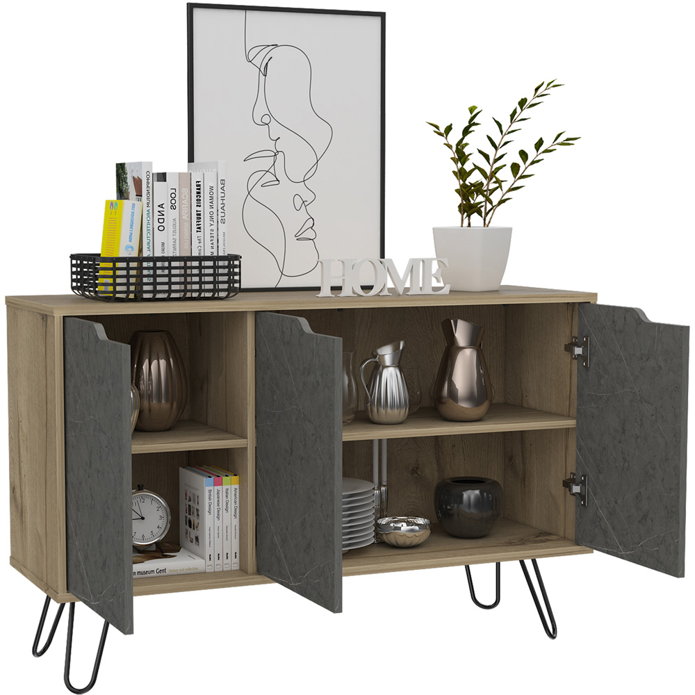 Core Products Manhattan 3 Doors Pine and Grey Medium Sideboard Image 4
