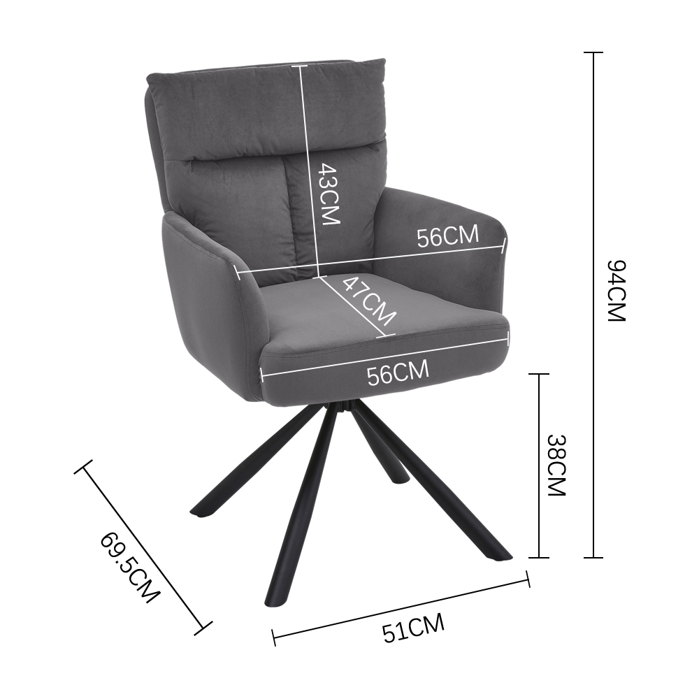 Living and Home Dark Grey Contemporary Upholstered Swivel Armchair Image 9