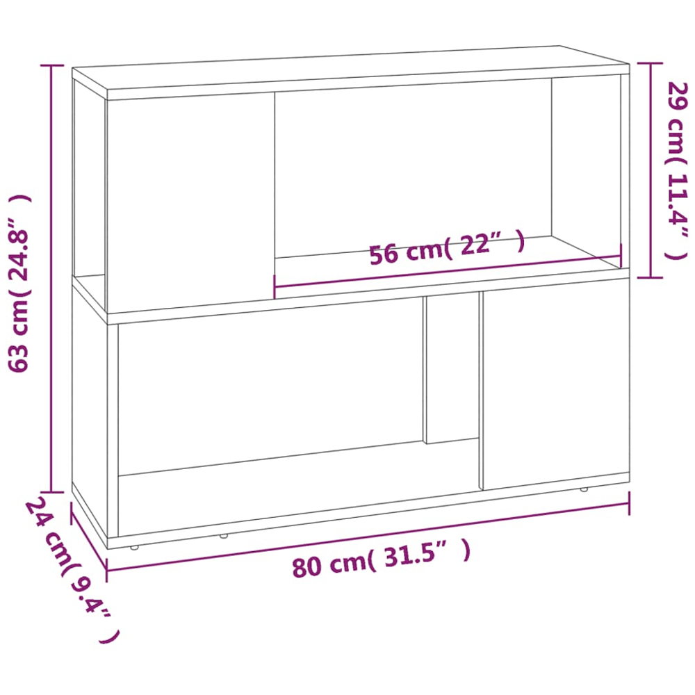 vidaXL 2 Shelf Grey Sonoma Bookcase Image 9