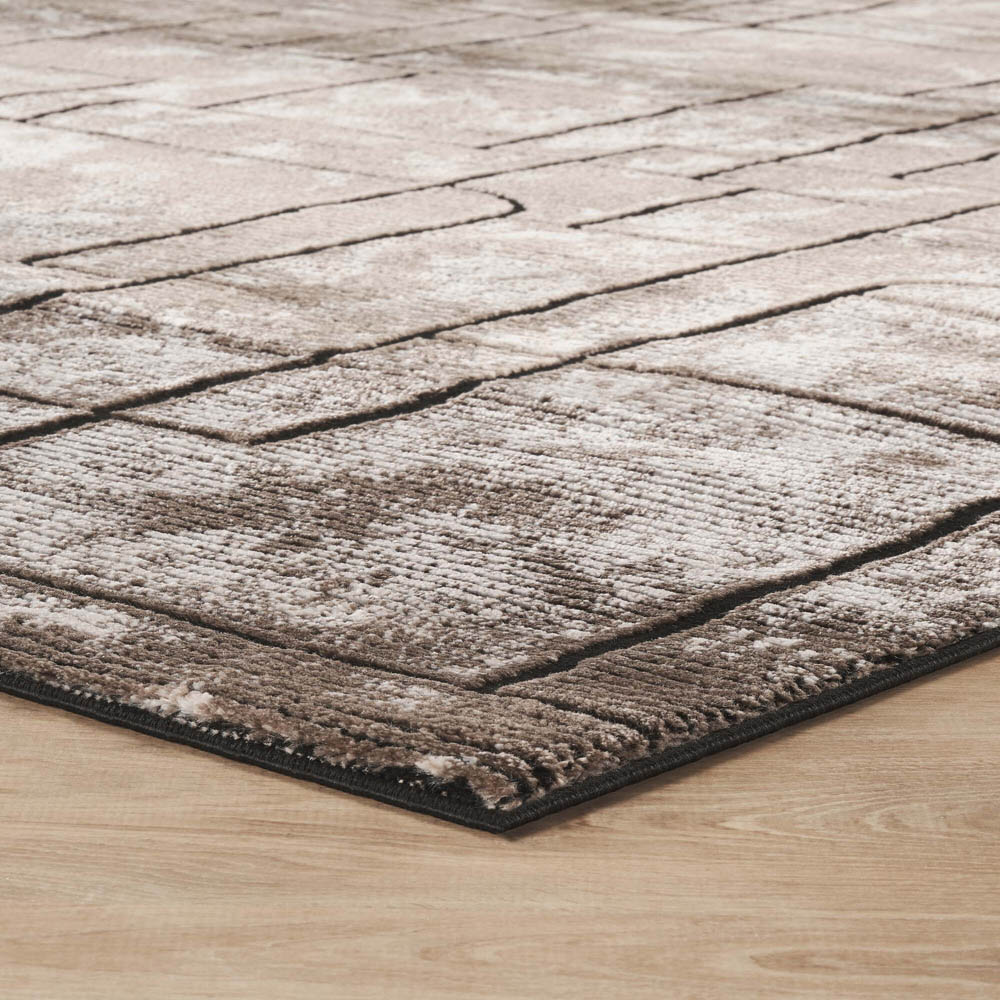 Desire Rugs Belgravia Metallic Sheen Modern Cobble Design Mocha Rug 120 x 170cm Image 3