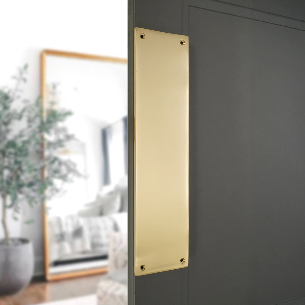 Spira Brass Victorian Plain Square Polished Brass Finger Plush Plate 300mm Image 2