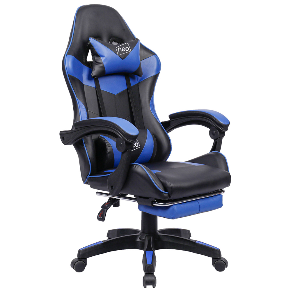 Neo Blue and Black PU Leather Swivel Office Chair Image 3
