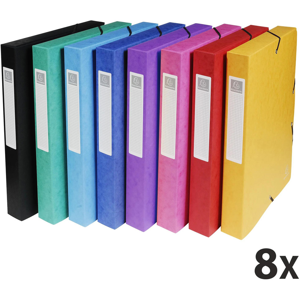 Exacompta A4 Multicolour Pressboard Box File 8 Pack Image 8