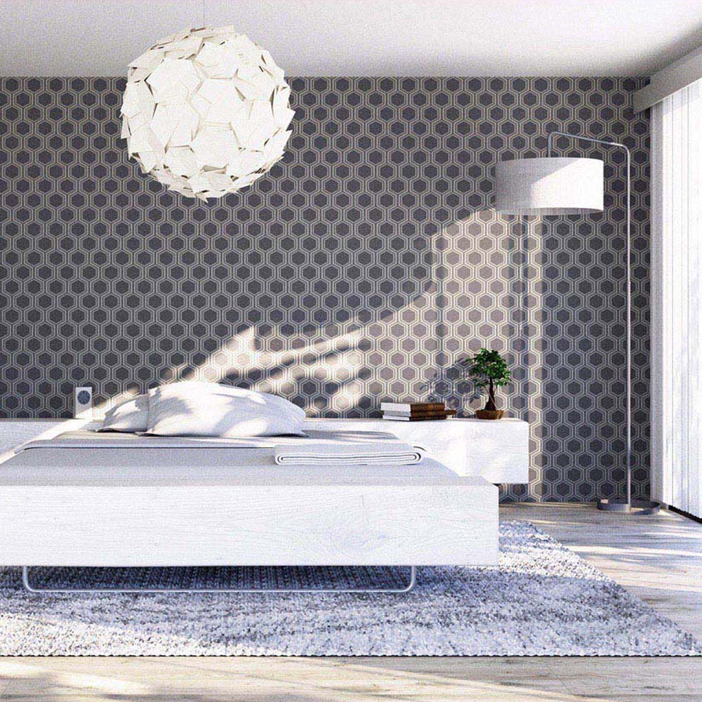 Arthouse Luxe Hexagon Gunmetal Silver Wallpaper Image 5
