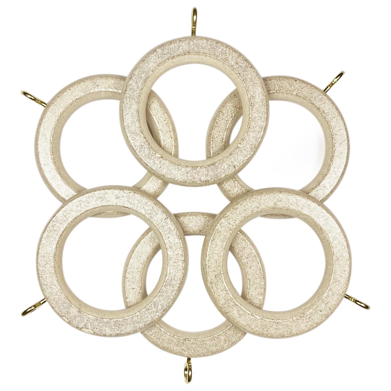 Pack of Six Richmond Curtain Rings - Vintage White Image