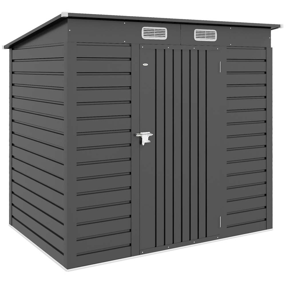 Outsunny 6.3 x 4.3ft 2 Door Light Grey Metal Garden Storage Shed Image 1