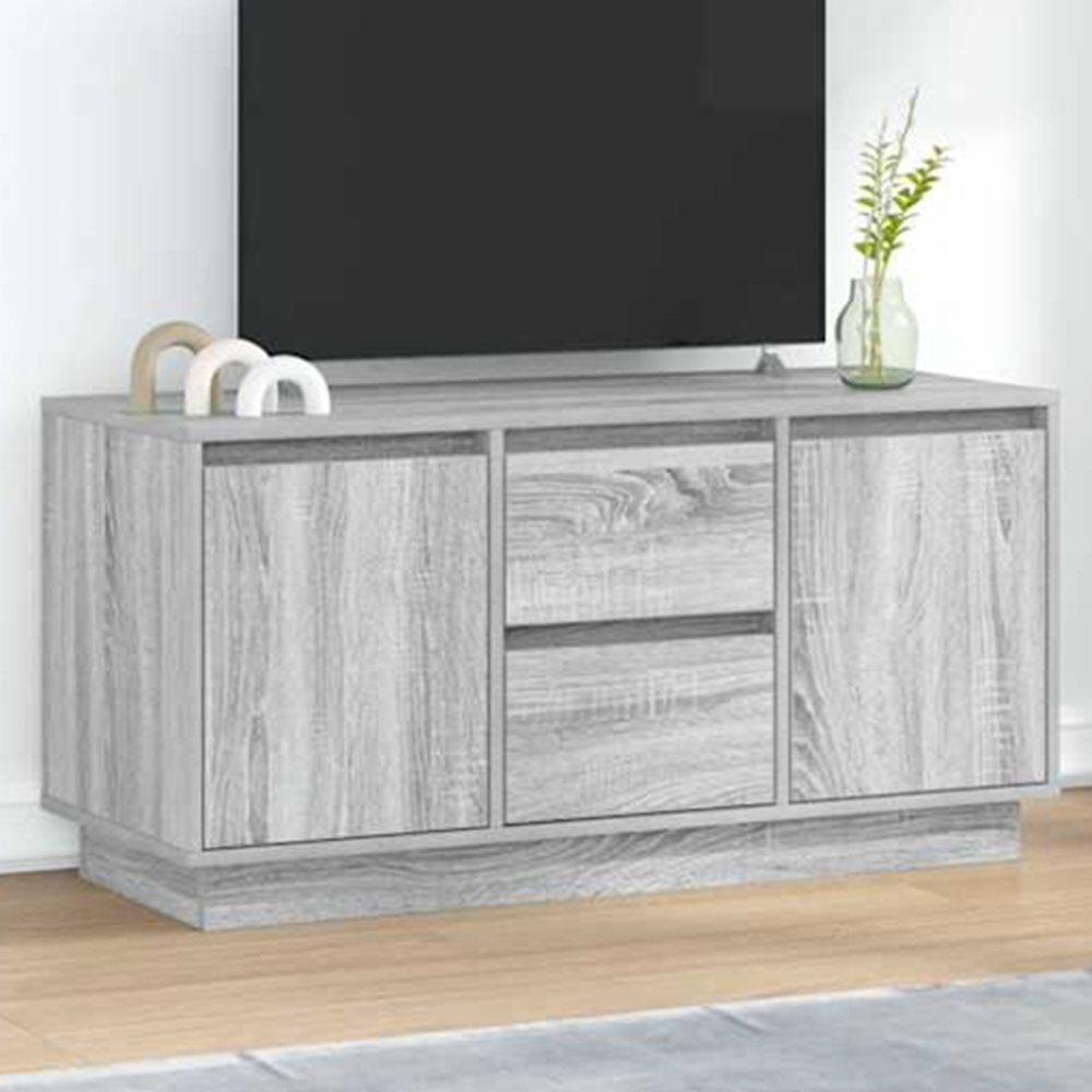 vidaXL 2 Door 2 Drawer Grey Sonoma TV Cabinet with RGB LED Lights Image 1