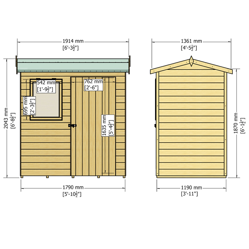 Shire Lewis 6 x 4ft Style D Reverse Apex Shed Image 6