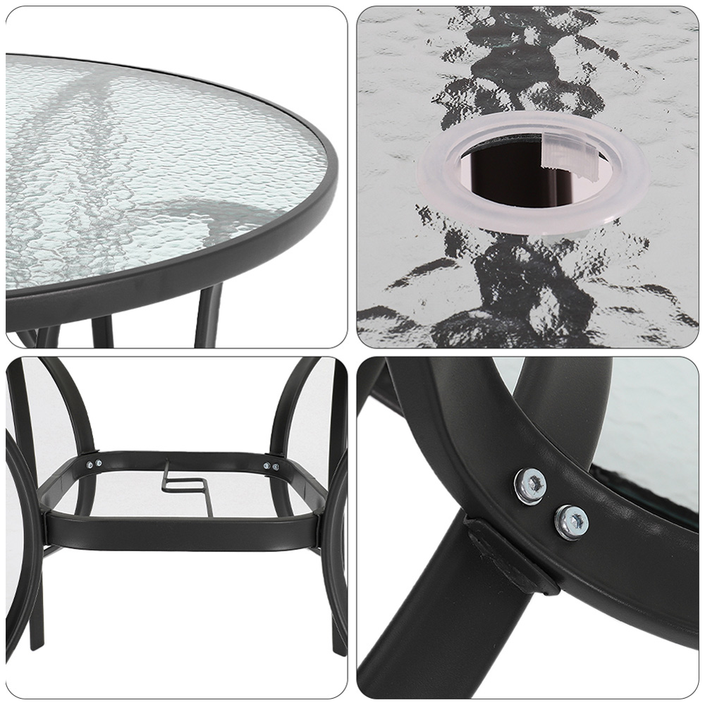 Living and Home Black Round Hole Table Image 4