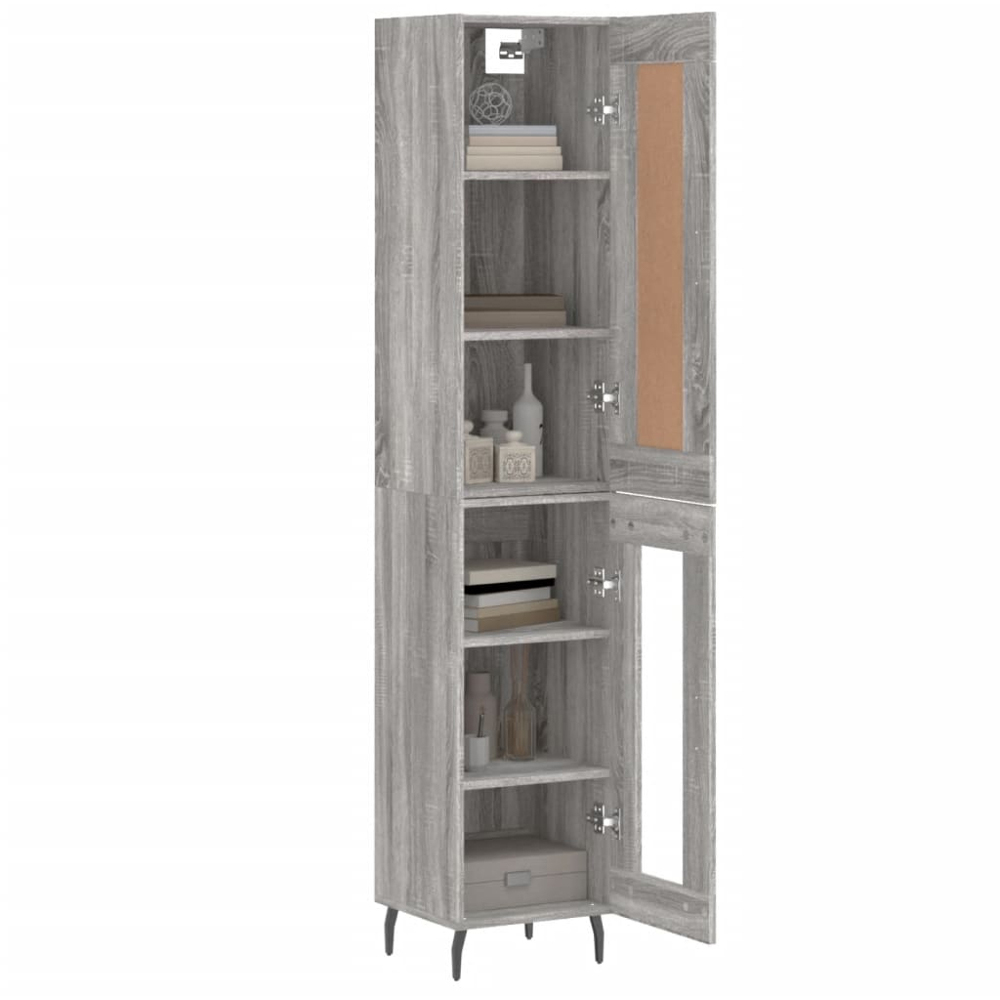 vidaXL 2 Wood and Glass Door Grey Sonoma Highboard Image 3