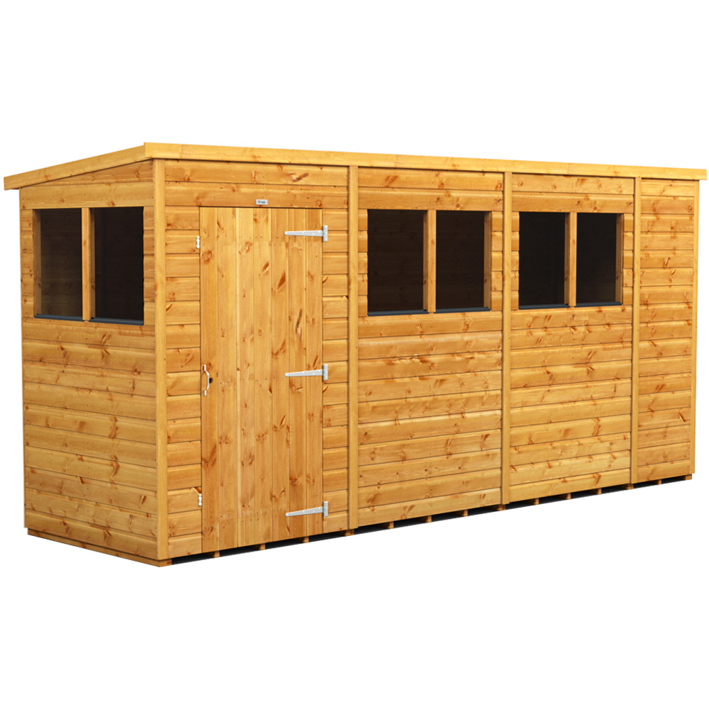 Power Sheds 14 x 4ft Pent Wooden Shed with Window Image 1
